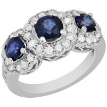 14k White Gold 1.61ct Sapphire 0.67ct Diamond Ring