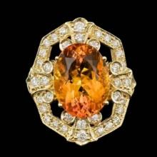 14K Yellow Gold 9.25ct Citrine and 2.59ct Diamond Ring