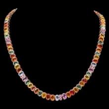 14K Yellow Gold 57.98ct Fancy Color Sapphire Necklace