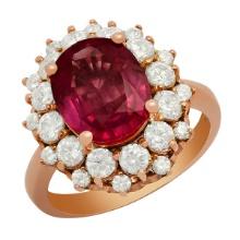 14k Rose Gold 3.99ct Ruby 1.59ct Diamond Ring