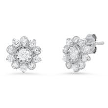 14K White Gold Setting with 0.30ct Center Diamond and 0.90tcw Diamond Earrings