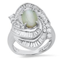 Platinum Setting with 2.77ct Cat's Eye Chrysoberyl and 1.32ct Diamond Ladies Ring