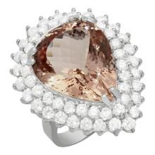 14K Gold 12.42ct Morganite 2.69ct Diamond Ring