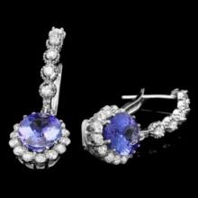 14k Gold 4.52ct Tanzanite 1.26ct Diamond Earrings