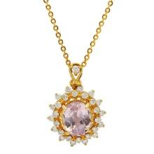 14k Yellow Gold 5.30ct Kunzite 1.09ct Diamond Pendant