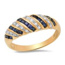 14K Yellow Gold Setting with 0.40ct Sapphire and 0.05ct Diamond Ladies Ring