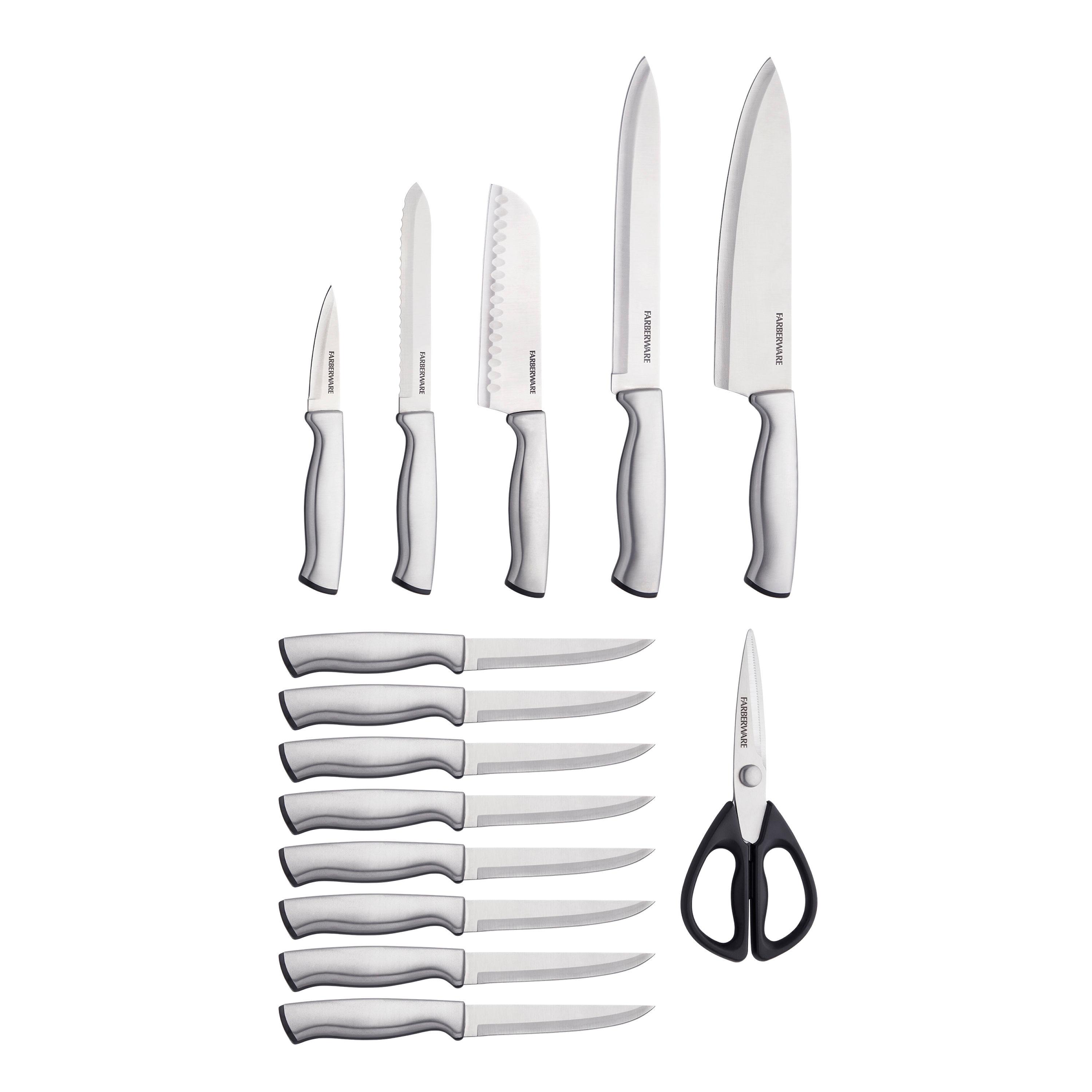 Farberware Edgekeeper 15-pc. Knife Block Set with Built-in Sharpener, Black, Retail $89.99