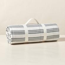 Triple Stripes Picnic Blanket, Gray/Cream/Black, Retail $35.99