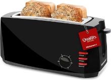 Elite Gourmet Long Slot 4 Slice Toaster, Black, Retail $45.00