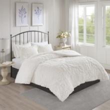 Madison Park 3pc King/California King Eugenia Cotton Damask Comforter Set, White, Retail $145.00