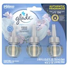 Glade PlugIns Scented Oil Refill Essential Oil Infused Wall Plug in, Clean Linen, 3 Ct - 0.67 Oz