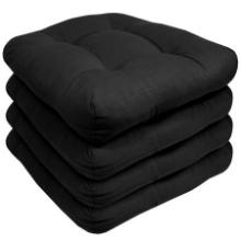 19 in. X 19 in. X 5 in. Solid Tufted Chair Cushion, U-Shaped, Black (2-Pack), Retail $47.00