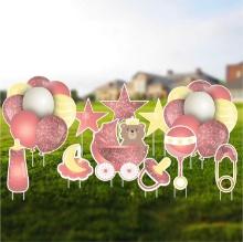 Yard Decorations Sparkle Baby Yard Card Flair & Accessories 11 Pc Set, (Rose Gold-Tone), Retail $90