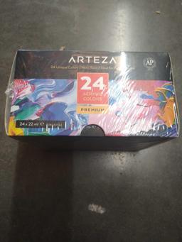 ARTEZA Acrylic Paint, Set of 24 Colors/Tubes (0.74 oz, 22 ml) W/ Storage Box, $27.99 MSRP