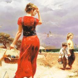 Seaside Gathering by Pino (1939-2010)