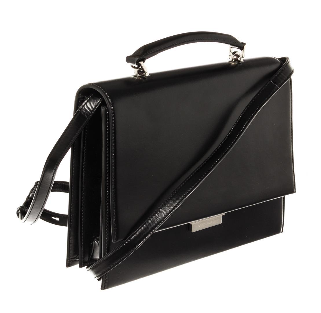 Saint Laurent Black Leather Babylone SHW Top Handle Bag