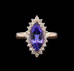 2.50 ctw Tanzanite and Diamond Ring - 14KT Rose Gold