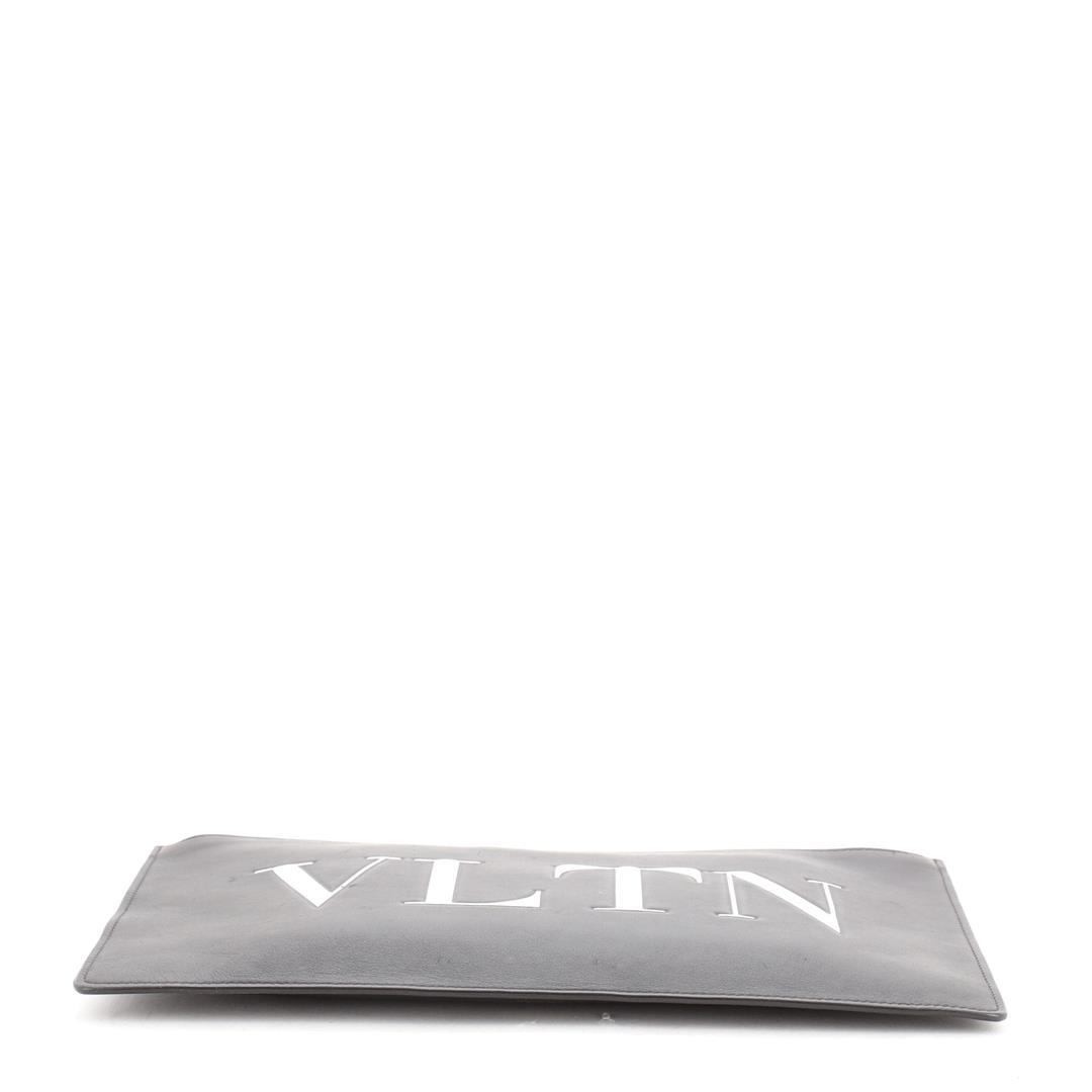 Valentino VLTN Zip Clutch Printed Leather Black