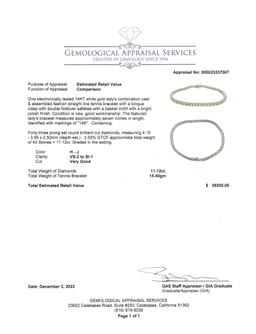 11.12 ctw Diamond Tennis Bracelet - 14KT White Gold