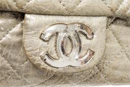 Chanel Silver Crinkle Flap Shoulder Bag