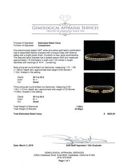 1.94 ctw Diamond Bracelet - 14KT Two-Tone Gold