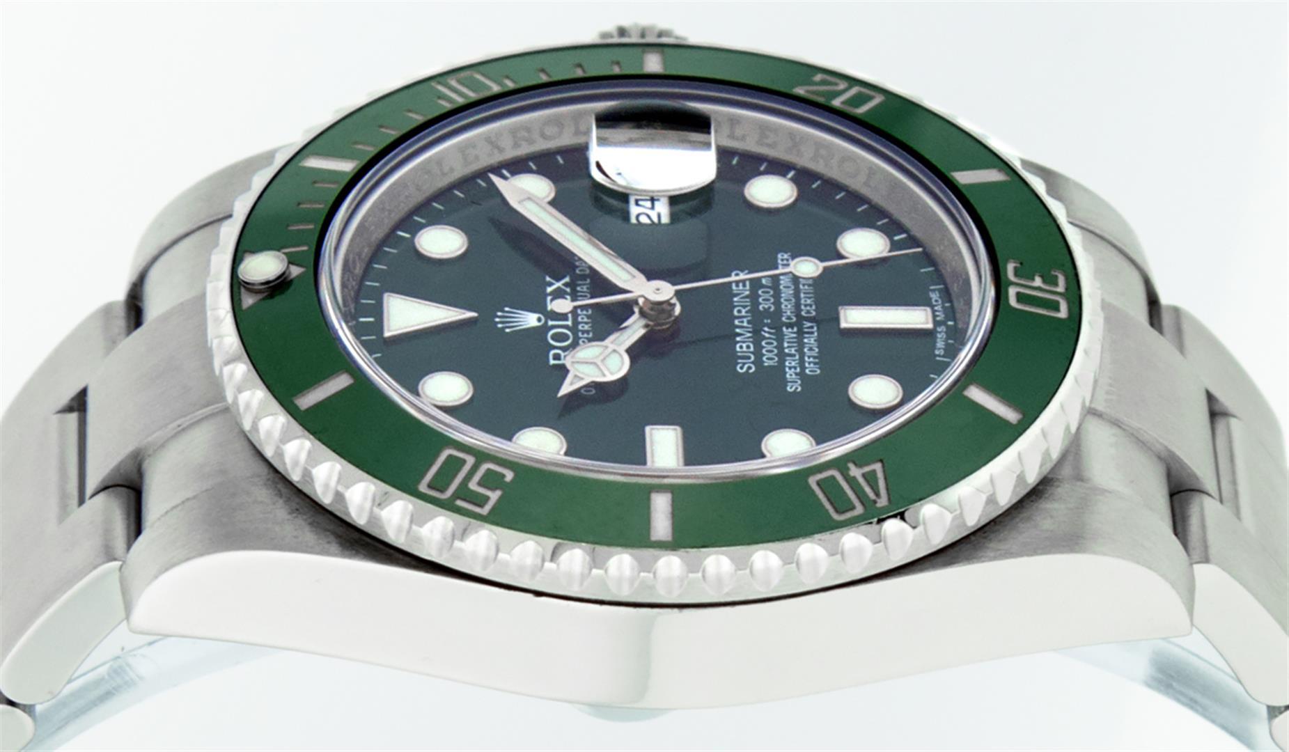 Rolex Mens Stainless Steel Green Dial Oyster Band 40mm "Hulk" Submariner Wristwa