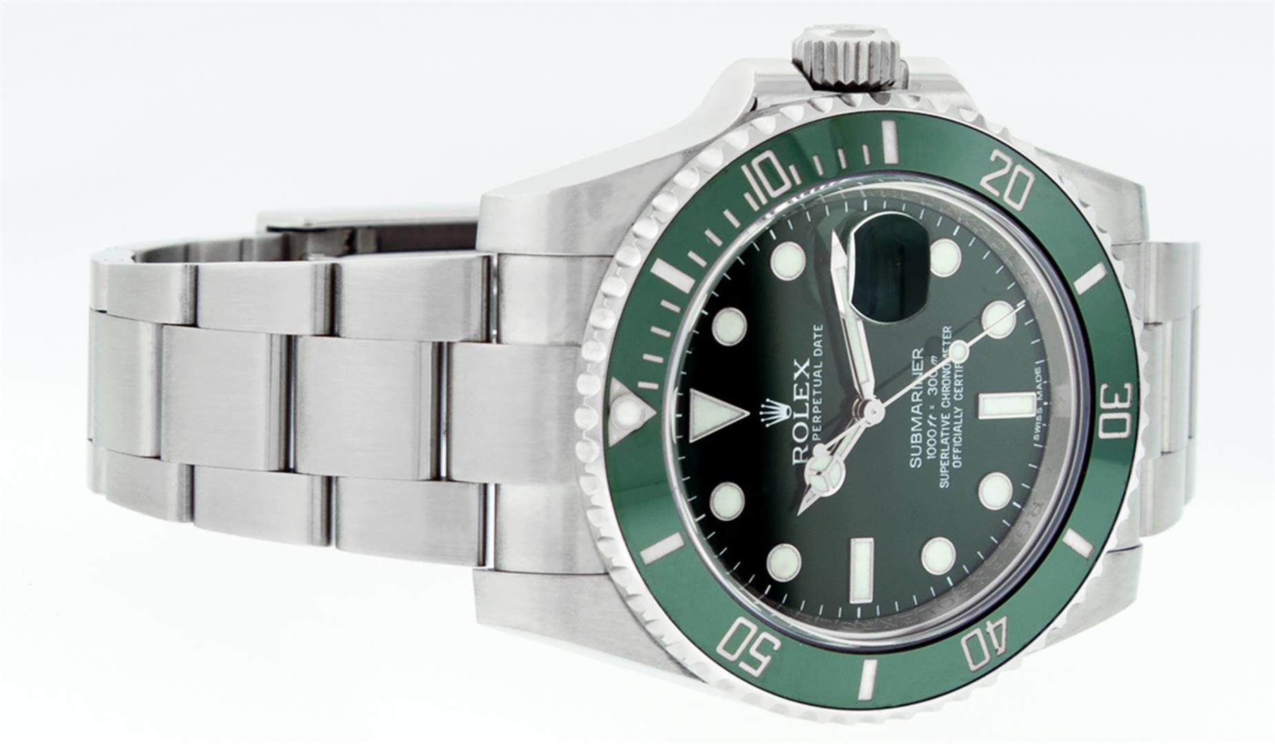 Rolex Mens Stainless Steel Green Dial Oyster Band 40mm "Hulk" Submariner Wristwa