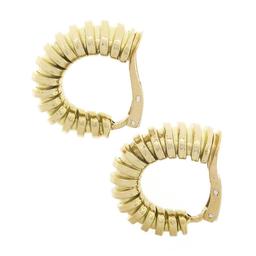 FRED 14K Yellow Gold Graduated Grooved Polished Hoop Huggie Clip On Earrings