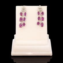 4.85 ctw UNHEATED Purple Pink Kashmir Sapphire and 0.52 ctw Diamond Platinum Ear