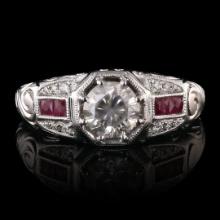 0.81 ctw VS2 CLARITY CENTER Diamond and 0.26 ctw Ruby 18K White Gold Ring