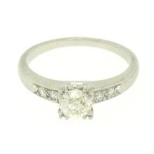 Antique Art Deco .900 Platinum 0.51 ctw Old European Cut Diamond Engagement Ring