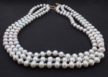 Three-Strand Pearl & Antique Peruvian Bead Necklace