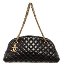 Chanel Black Leather Small Just Mademoiselle Bowling Bag