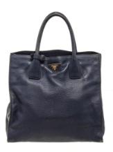 Prada Navy Leather Tote Bag