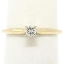 Petite 14k Two Tone Gold 0.15 ctw Round Brilliant Diamond Solitaire Promise Ring