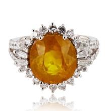 7.26 ctw Yellow Sapphire and 1.23 ctw Diamond Platinum Ring