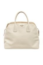 Prada White Leather Tote Bag