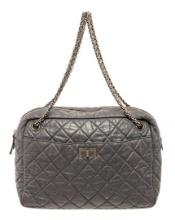 Chanel Grey Leather 2.55 Large Reissue Camera Shoulder Bag