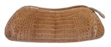 MCM Light Brown Crocodile Leather Evening Clutch