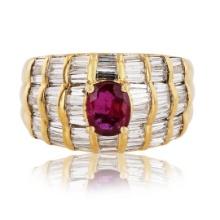 0.82 ctw Ruby and 1.80 ctw Diamond 18K Yellow Gold Ring