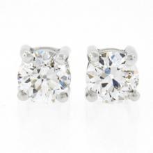 Antique Platinum.83 ctw Old European Diamond 4 Prong Basket Classic Stud Earring