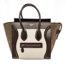 Celine Brown Multicolor Suede Leather Micro Luggage Handbag