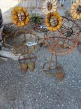 (2) Metal Sunflower Planters
