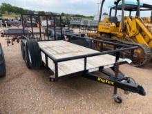 2020 Big Tex 77" X 14' 60PI Utility Trailer with Pipe Top Rail and Fold-Up Ramp Brakes on One Axle