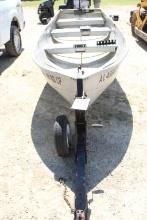 12' Aluminum Fishing Boat on Trailer w/ Minn KotaTrolling Motor , Serial no