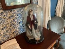Vintage Doll in Glass Domed Showcase