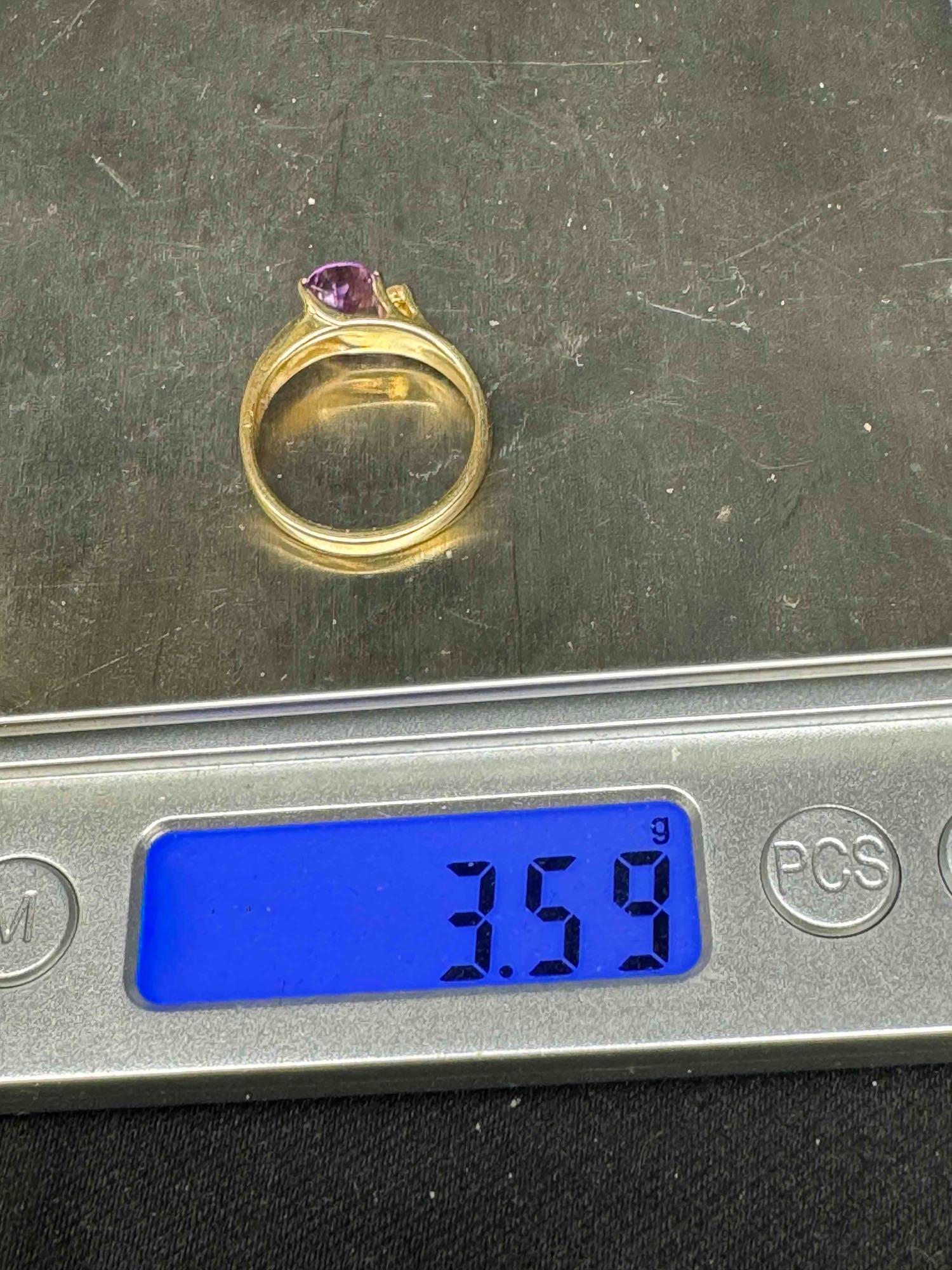 14k Gold Amethyst Ring Size 7 3.59 Grams
