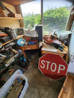 Corner Contents Garage - Stop sign Tools cords sawzall etc @ farm