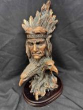 Large 16in Indian Head with Eagles Bust Statue