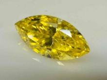 2.975ct Marquise Cut Lemon Yellow Moissanite Diamond Gemstone GRA Cert
